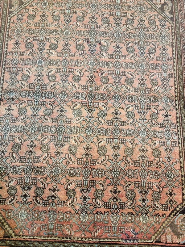 Antique Oriental Hand-Knotted Wool Area Rug Terracotta/Beige 5'1" x 6'4" gallery
