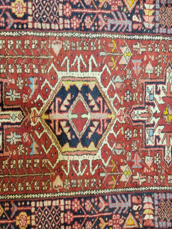 Antique Oriental Hand-Knotted Wool Runner Red/Blue/Ivory 3'8" x 15' gallery
