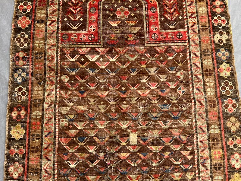 Afghan Prayer Rug 3 x 4'8 – Distressed Hand Knotted Tribal Wool Vintage Rug gallery