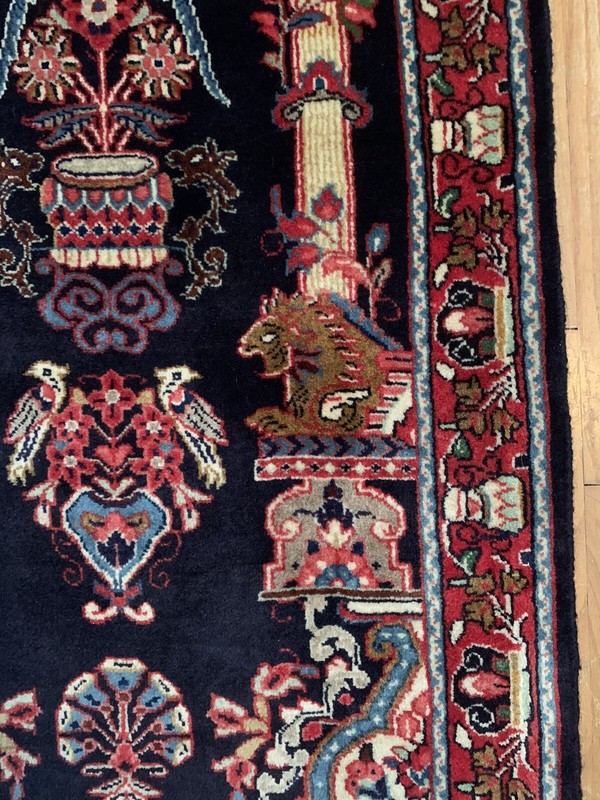 Tribal Pictorial Saroukk Sarough Arak Wool Area Rug 2 x 4 Hand Knotted gallery