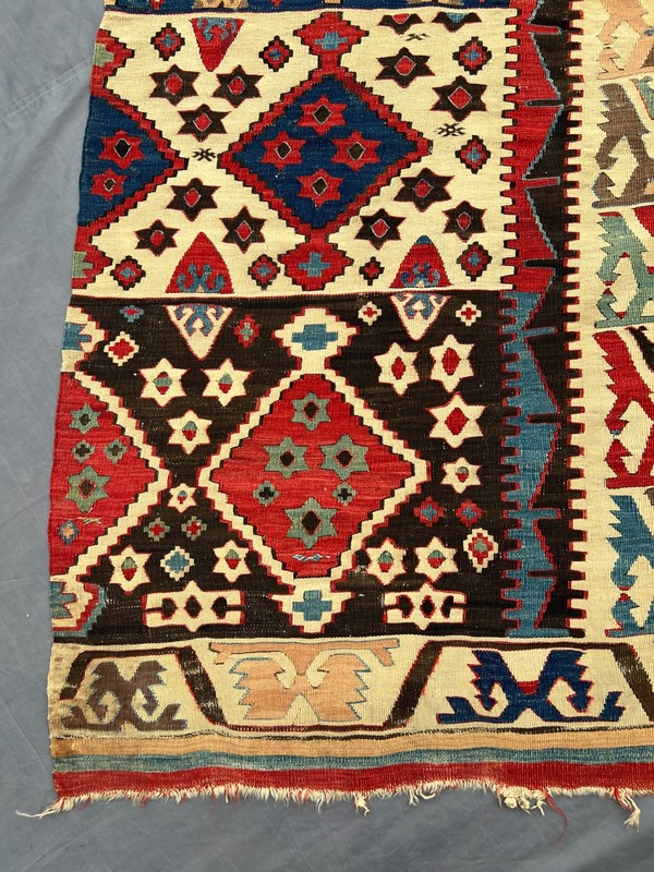 3x16 ft Vintage Anatolian Kilim Flat Weave Wool Multicolor Diamond Runner Rug gallery