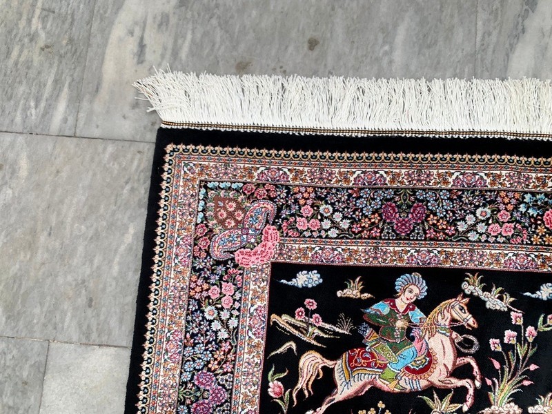 New Pictorial Rug Hi Qaulity Power Loomed Hunting Design Silk Carpet 4x6 ft gallery