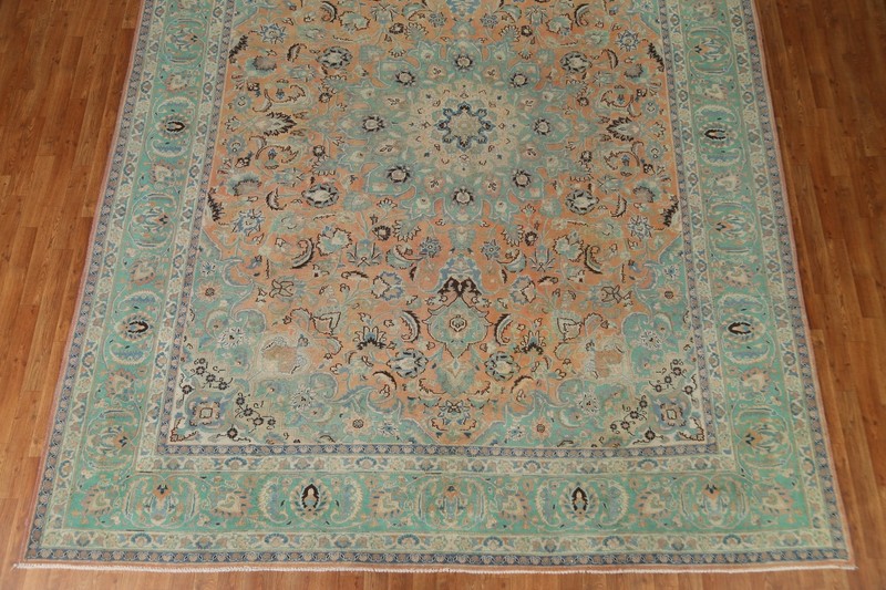 Orange/Turquoise Overdyed Floral Traditional Area Rug 9x12 Wool Handmade gallery