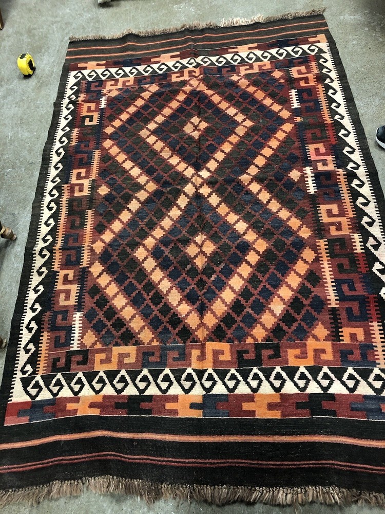 Vintage handmade wool kilim rug 6’4”x4’1” ft