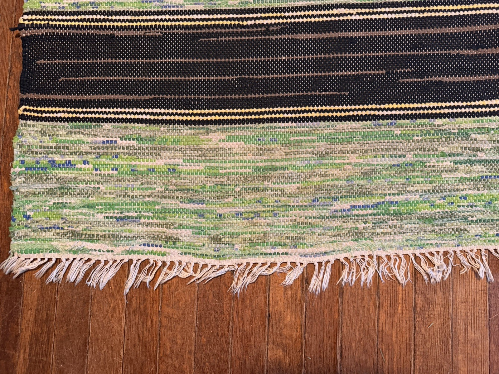 Fab & Very Long Swedish Hand Made Rag Rug (30 x 208 inches) 1930s gallery