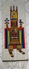 Vintage Jose Cotacachi Wool RUG WALL Tapestry BLANKET Tribal 64″x26″