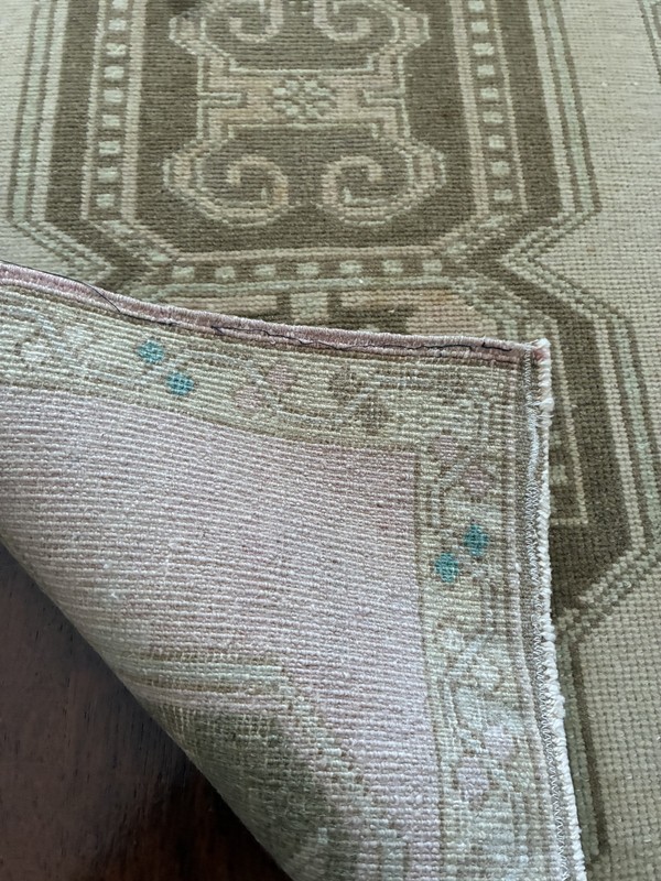 Vintage Oushak 2x3 Small Rug Muted Neutral Beige Wool Hand Knotted Mat gallery