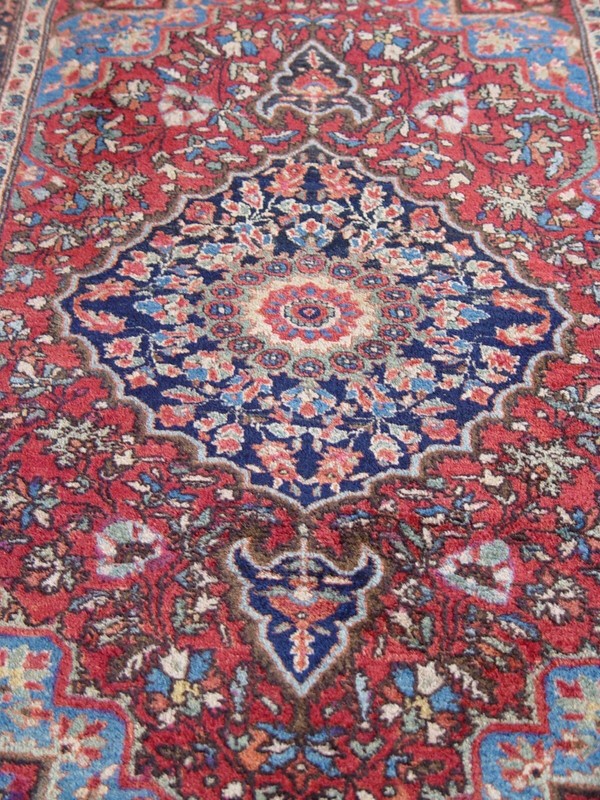 EXCELLENT ANTIQUE SAROUKK FLORAL RED HAND-KNOTTED WOOL ORIENTAL RUG 3'4" x 5' gallery