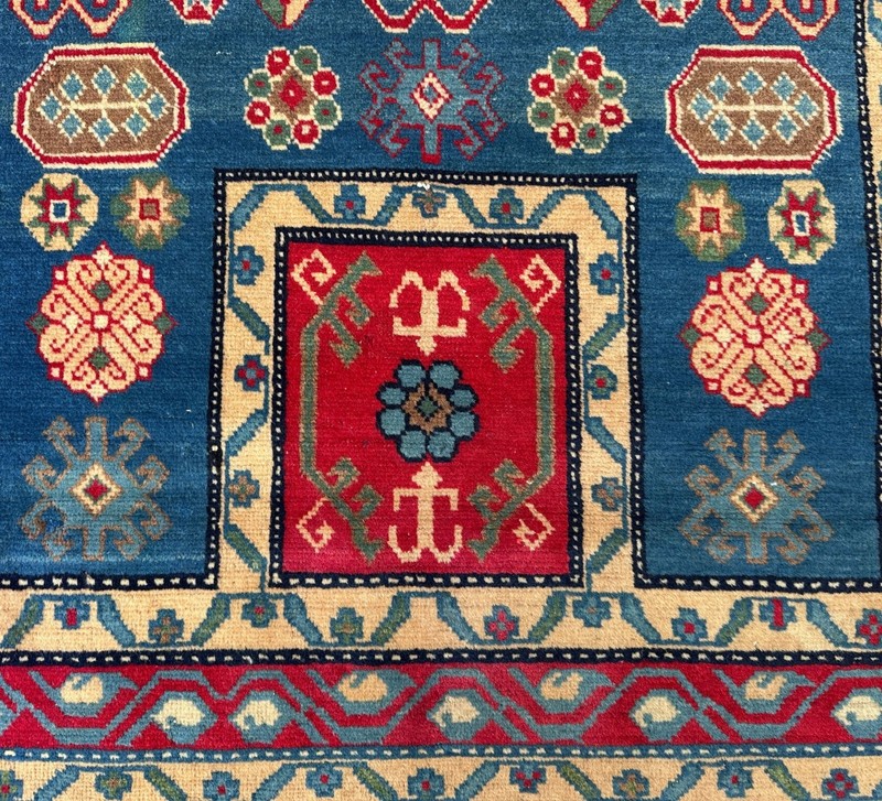 Antique Kazak Rug 4x5 Anatolian Hand-Made Tribal Geometric Area Rug 3.8x5.5 Ft gallery