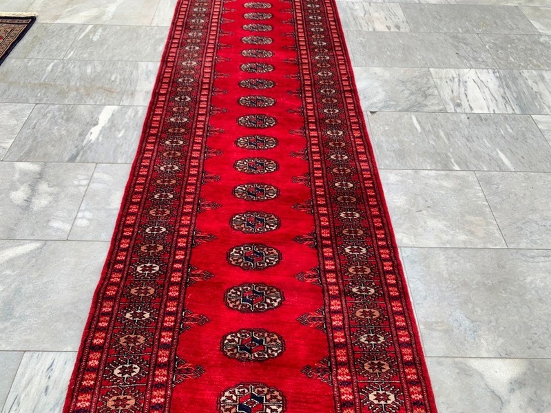 Vintage Afghan Bokhara, Wool Runner, Traditional Hallway Carpet 2x10 ft gallery