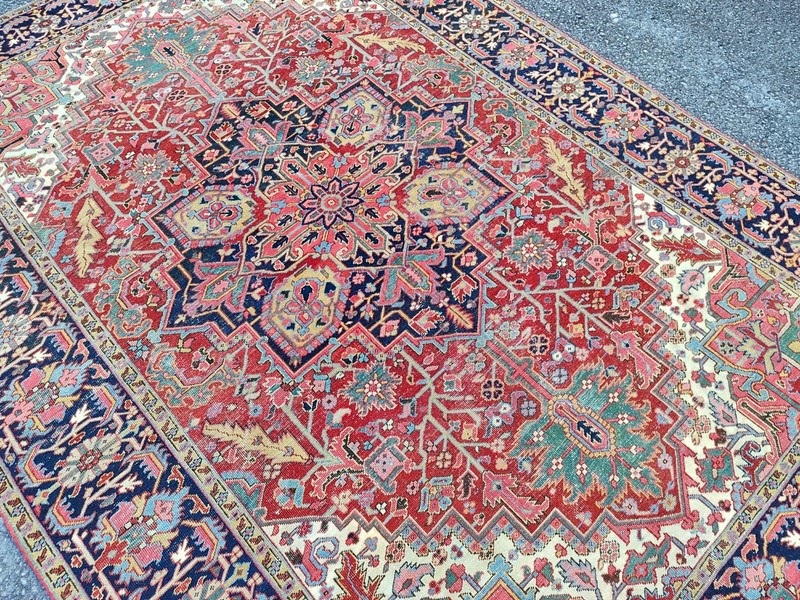 Rare Antique rug 8x11, colorful Heriz rug 8x11 vintage, Oriental rug, Large rug gallery