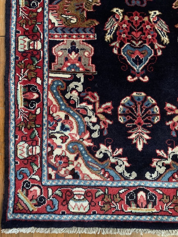 Tribal Pictorial Saroukk Sarough Arak Wool Area Rug 2 x 4 Hand Knotted gallery