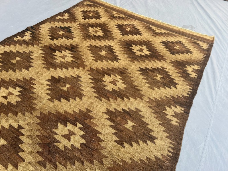 6'1x9'10 ft Vintage Afghan Kilim Flatweave Wool Multicolor Horizontal Stripe Rug gallery