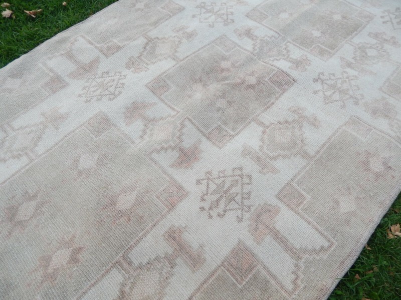 1970s Vintage Turkish Oushak Handwoven Rug 4'3'' x 7'12'' gallery