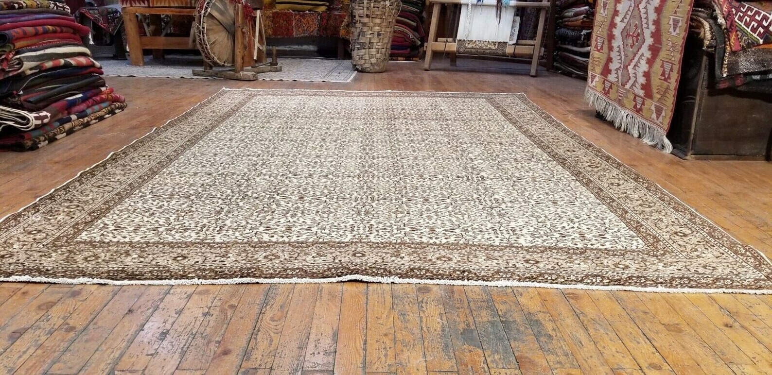 Bohomein Cr1930-1939s Antique Wool Pile Floral Patterned Bunyan Rug 6'5"×9'3" gallery