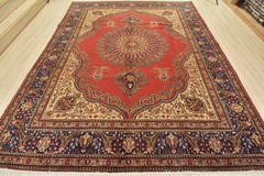 Vintage Oriental 10’2” x 12’6” Red Wool Traditional Hand-Knotted Area Rug