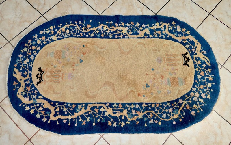 Art Deco Chinese Nichols Peking Fette H/ Knotted Oval Vases Crowns Rug 5.4x3' #2 gallery