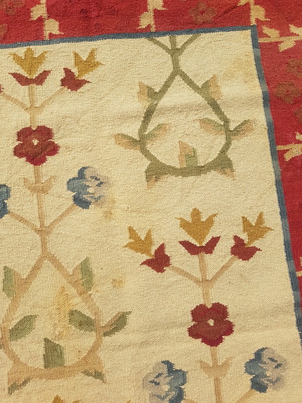 Vintage Handmade Scandinavian Style Floral Wool Multicolor Kilim Rug 5.1x3.0 ft gallery
