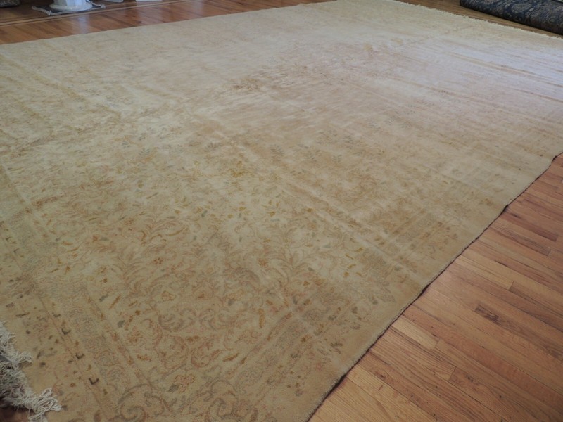 11x18 12x18 Antique Palace size Kermaan Oriental Area Rug Gold Beige wool gallery