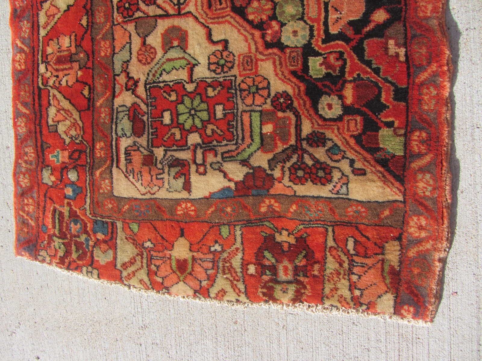 Vaghireh Rug Sampler Hamadan Semi-Antique Mid 20th Century Wool Cotton 28" x 34" gallery
