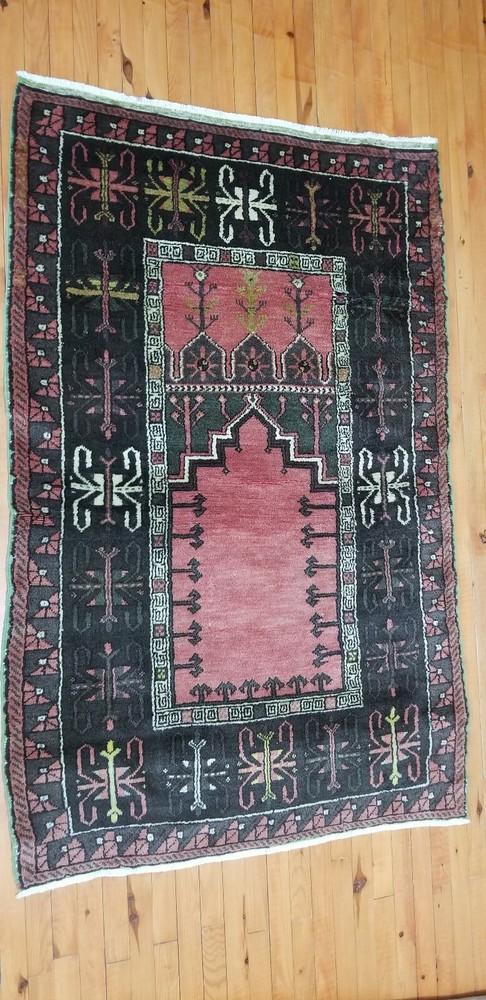 Vintage 1940-1950s Turkish Tribal Rug 3'6" x 5'4"