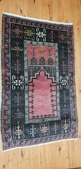 Vintage 1940-1950s Turkish Tribal Rug 3’6″ x 5’4″