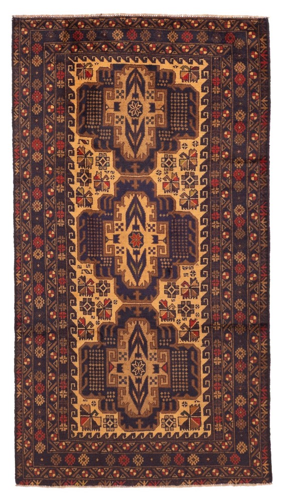 Vintage Hand-Knotted Area Rug 3'4" x 6'5" Traditional Oriental Wool Carpet