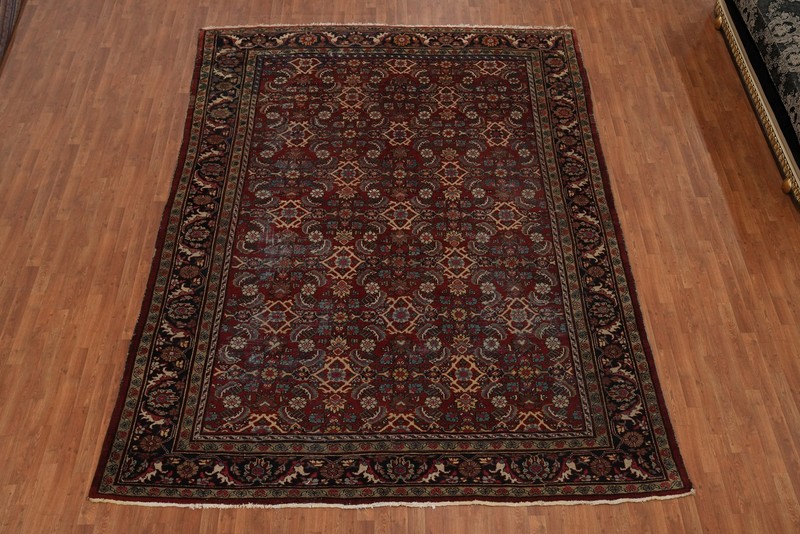 Antique Vegetable Dye Hand-knotted Area Rug Traditional Living Room Carpet 9x12 gallery