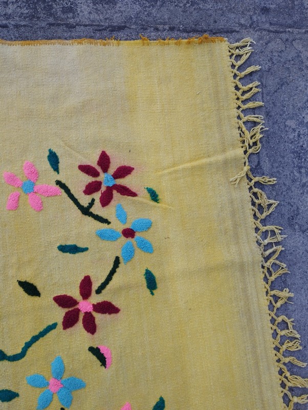 Vintage Handmade Turkish Floral Traditional Wool Kilim Rug Carpet 186x104 cm gallery