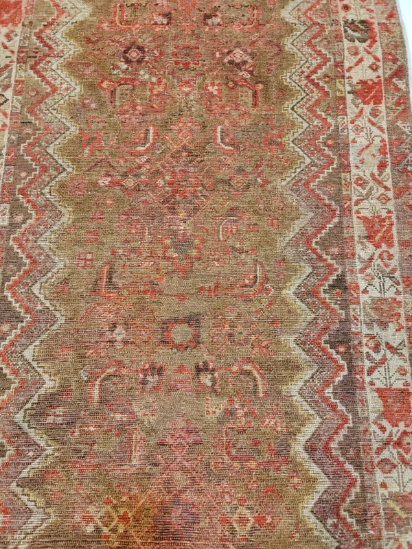 Antique Oriental Hand-Knotted Wool Runner Malayer Rust/Ivory/Brown 3' x 16' gallery