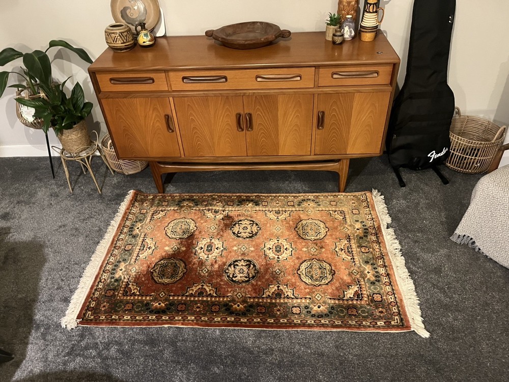 Vintage Turkish Carpet Rug wool Red mid century Retro hand knotted Kayseri