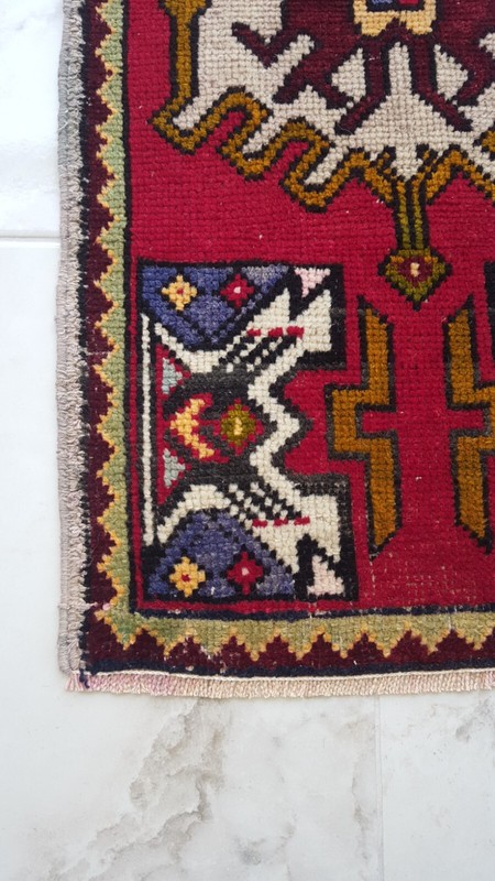 Antique Red Rug Bohemian Turkish Rug Designer Wool Rug Handmade Doormat Rug gallery