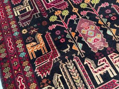 COLLECTORS’ ITEM Vintage Stunning Peacock Shikargah Pictorial Tribal Belouch Rug