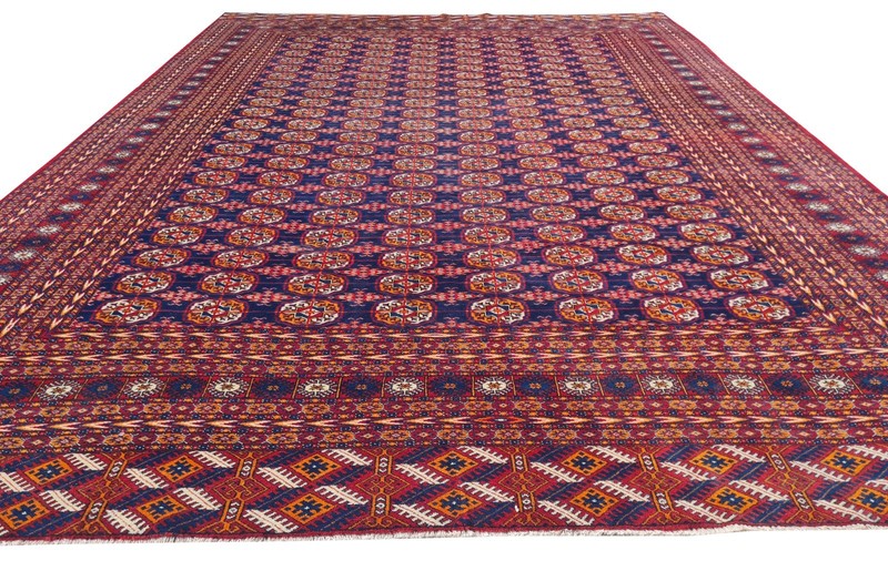 Amazing Hand Knotted Vintage Afghan Turkmen Moori Wool Area Rug 14 x 10 Ft gallery