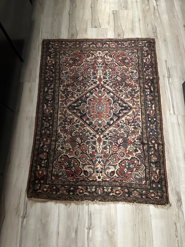 Antique Hand Knotted Oriental Wool Rug 59”x40” gallery