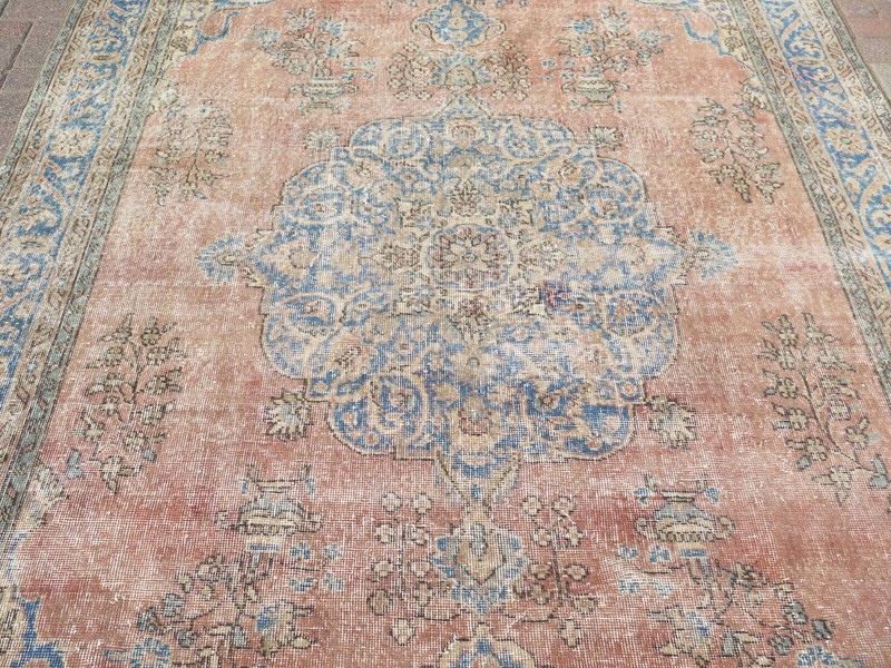 Oushak Carpet, Area Wool Rugs, Vintage Handmade Large Floor Carpet Rug 83"x132" gallery