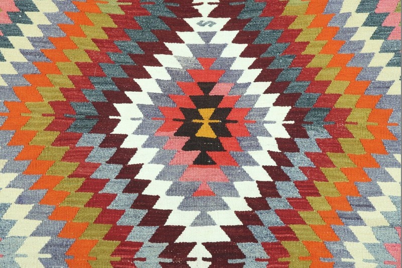 Turkish Vintage Wool Rug Handmade Floor Carpet Large Boho Kelim Teppich 76"x122" gallery