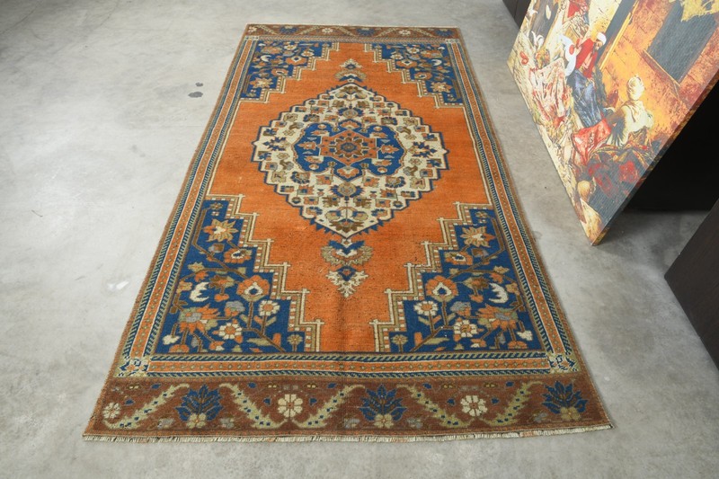 4x8 Turkish Hand-Knotted Vintage Oushak Area Rug Boho Decor Wool Carpet,603 gallery