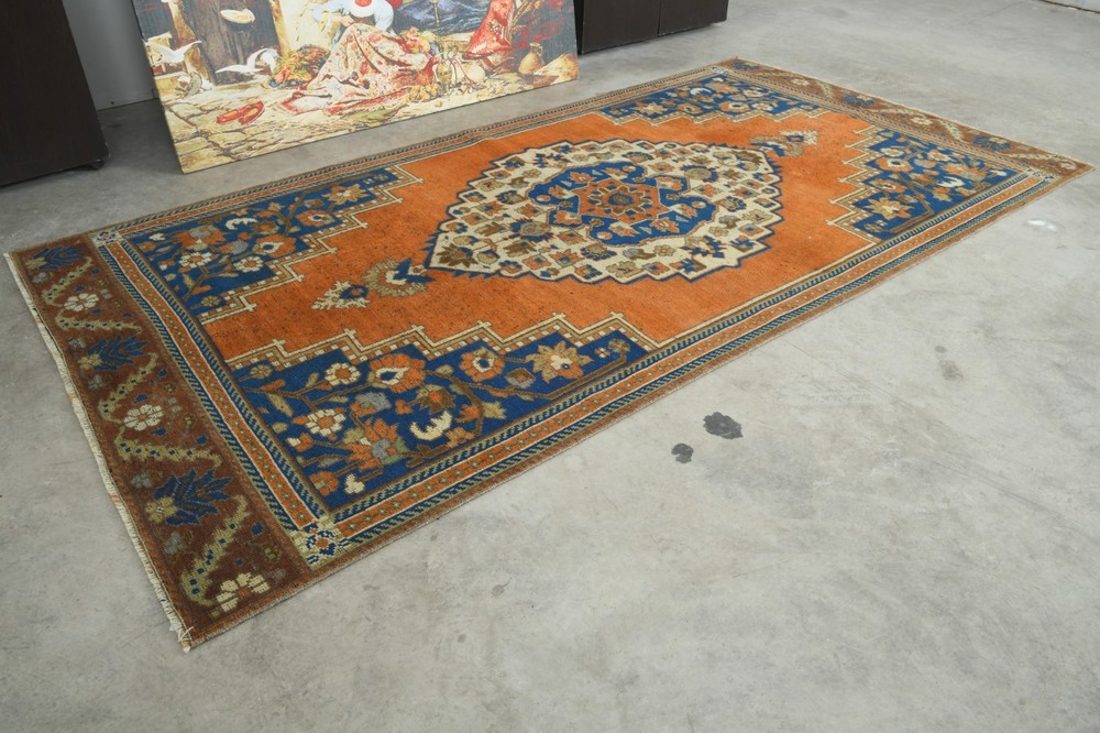 4x8 Turkish Hand-Knotted Vintage Oushak Area Rug Boho Decor Wool Carpet,603