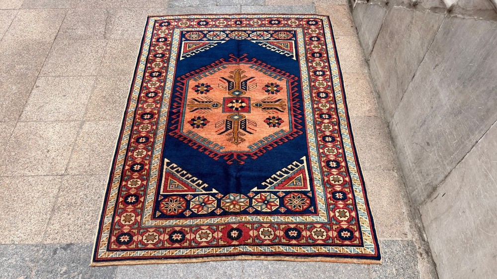 4'10'' X 6'7'' Vintage Carpet Natural Village Rug Handmade Rug.SKU:IM1766