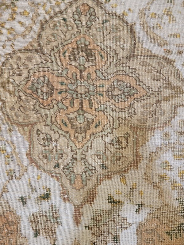 Antique Oriental Hand-Knotted Wool Area Rug Terracotta/White/Green 8'7" x 12'8" gallery