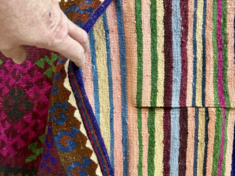 Authentic Nomadic Saddlebag 55" x 17.75" Handwoven Wool Kilim Khorjin Runner gallery