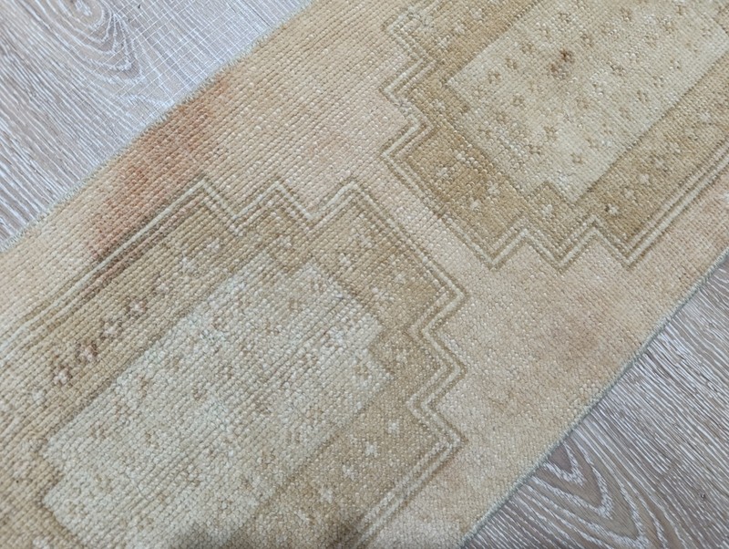 Modern Turkish Vintage Geometric Rug, 1'2x2'6 ft, Beige Doormat, Farmhouse Mat gallery