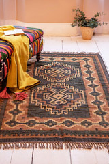 Rug Rectangle Wool Jute Area Runner Rug Hallway Rug Oriental Modern Rug Kilim