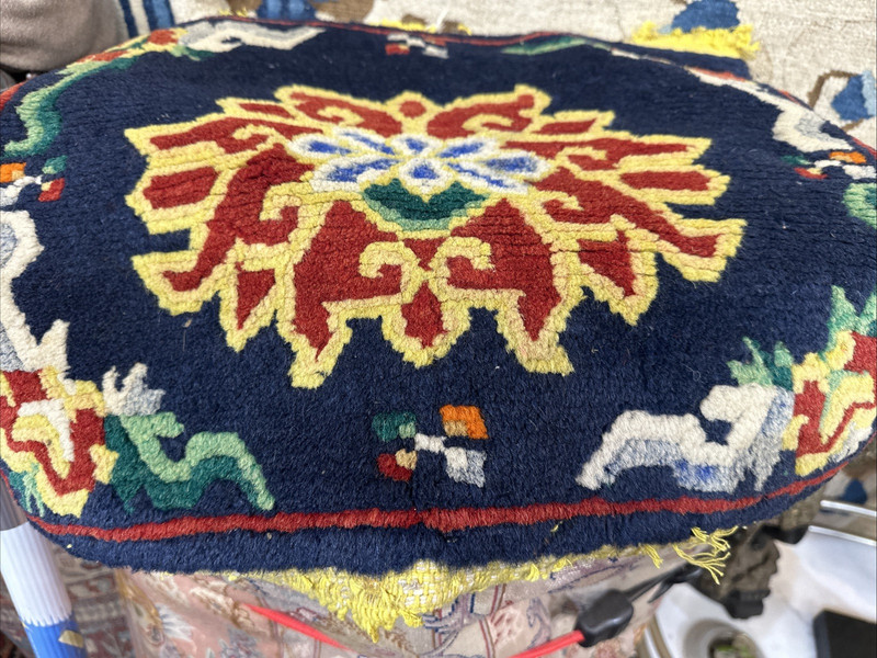 Auth: Antique Tibetan Mat Lotus Meditational Elegance ZEN Beauty Blue 15x20 gallery