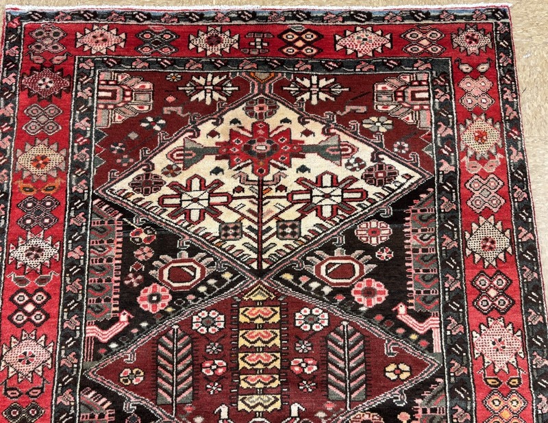 Vintage Bakhtiari 5x8 Hand Knotted Wool Rug Oriental Red Tribal Geometric Nomad gallery