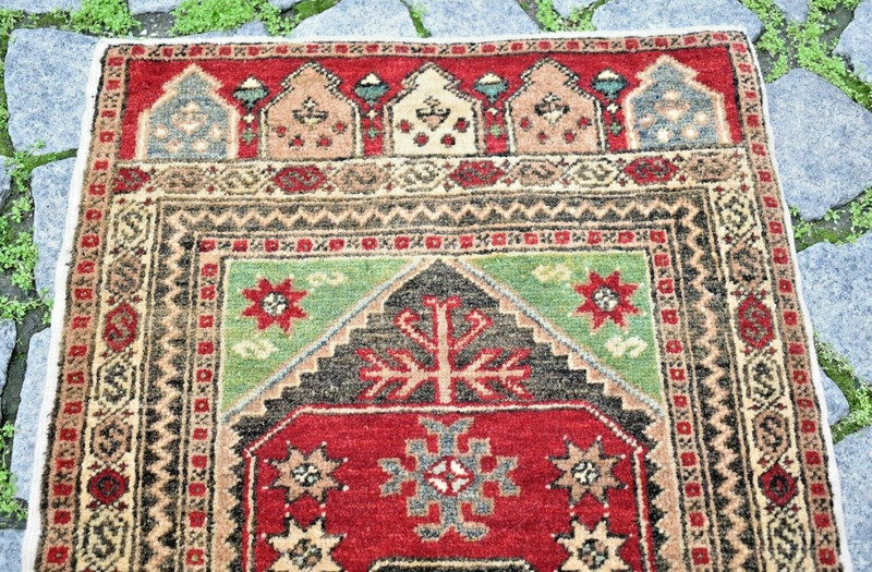 Fabulous Antique Turkish Rug 20'' x 36'' Anatolian Rug Hand Knotted Area Rug gallery