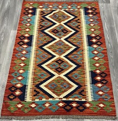 Vintage Kilim Traditional Hand Made Oriental Wool Kilim 5ftx3.2ft 147cmx99cm