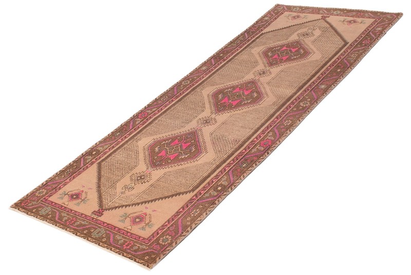 3'8" x 10'3" Vintage Hand-knotted Runner Rug Traditional Oriental Wool Carpet gallery