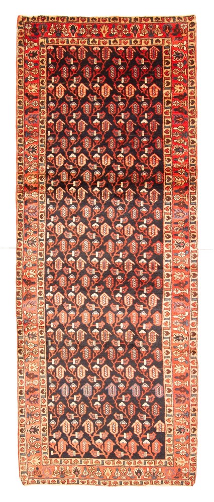 Vintage Hand-knotted Runner Rug 3'7" x 9'8" Traditional Oriental Wool Carpet